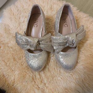 INC Gold Glitter Bow shoes